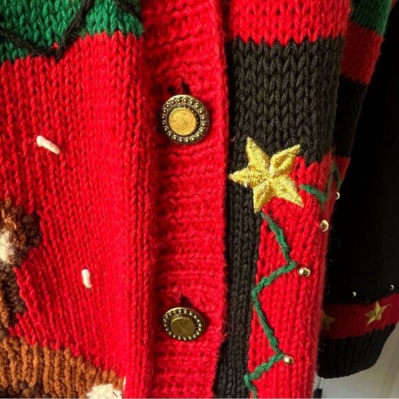 Vintage Marisa Christina Classics Knit Ugly Cardigan Sweater 1993 M - Picture 4 of 7